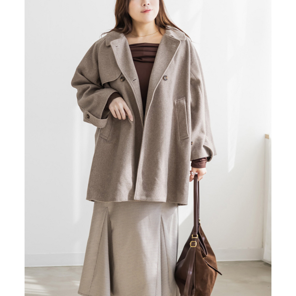 2WAYカラーラグランスリーブフレアコート1