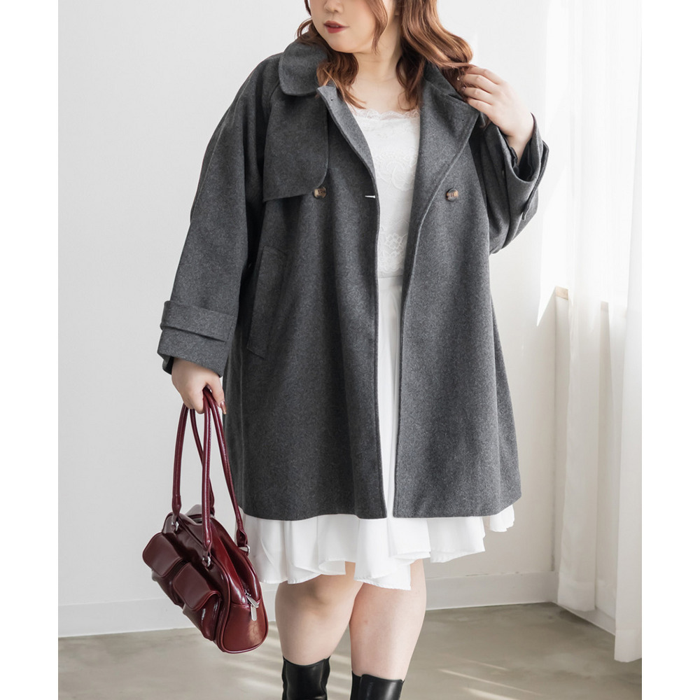 2WAYカラーラグランスリーブフレアコート1