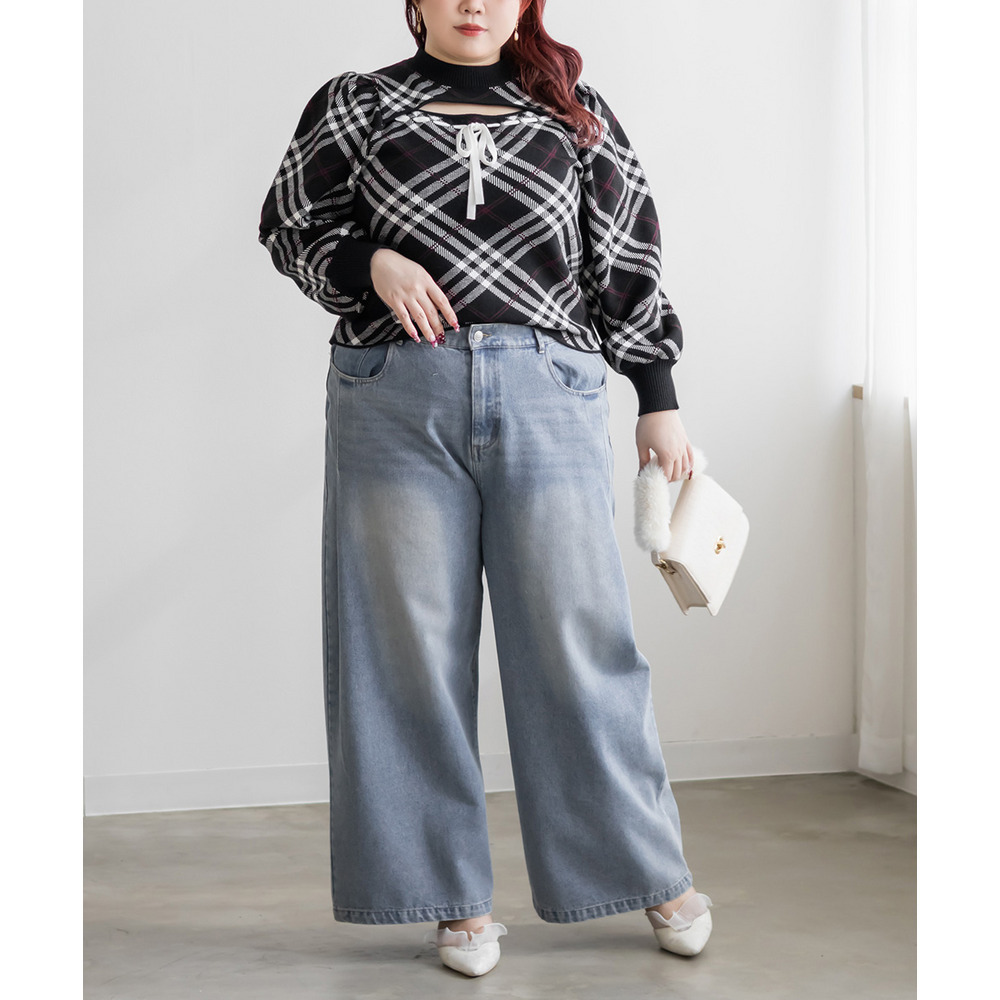 CLETTEオリジナルリボン使いチェック柄ニット12