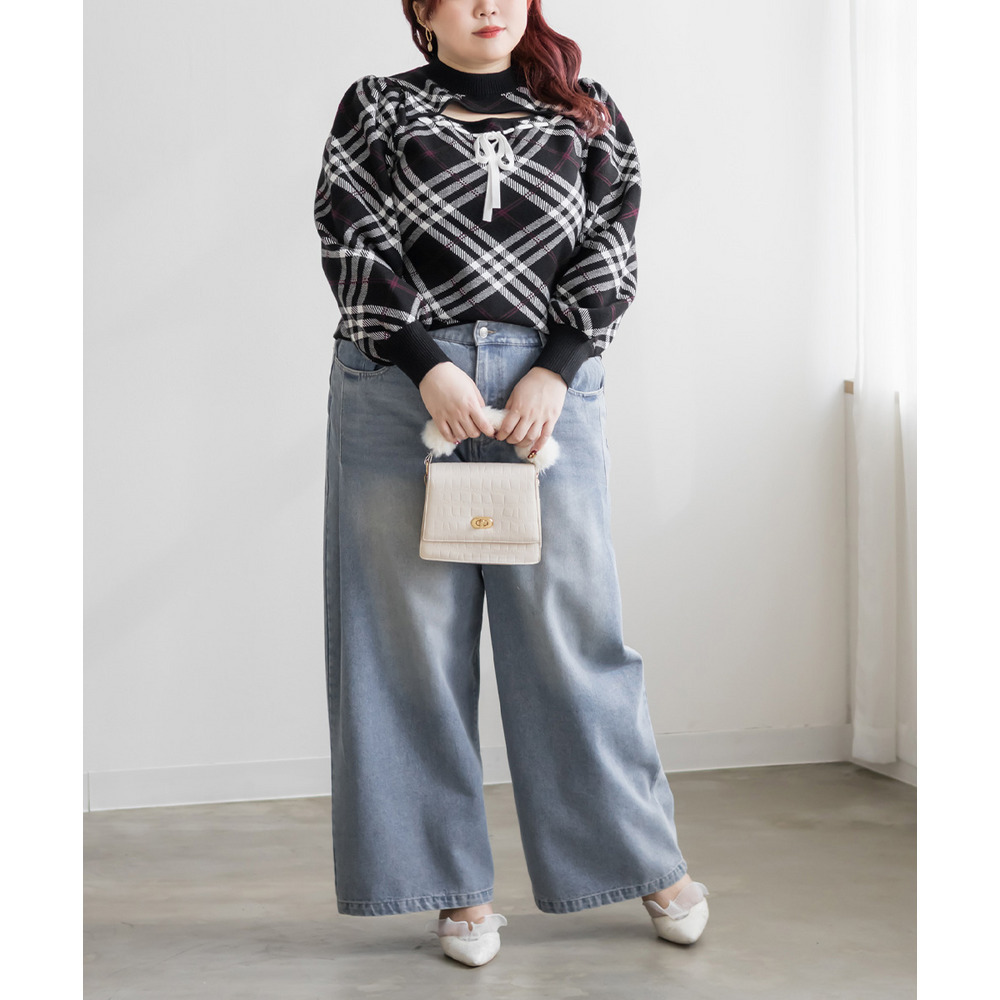 CLETTEオリジナルリボン使いチェック柄ニット13