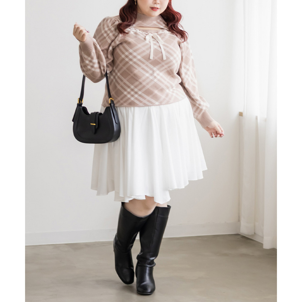 CLETTEオリジナルリボン使いチェック柄ニット2