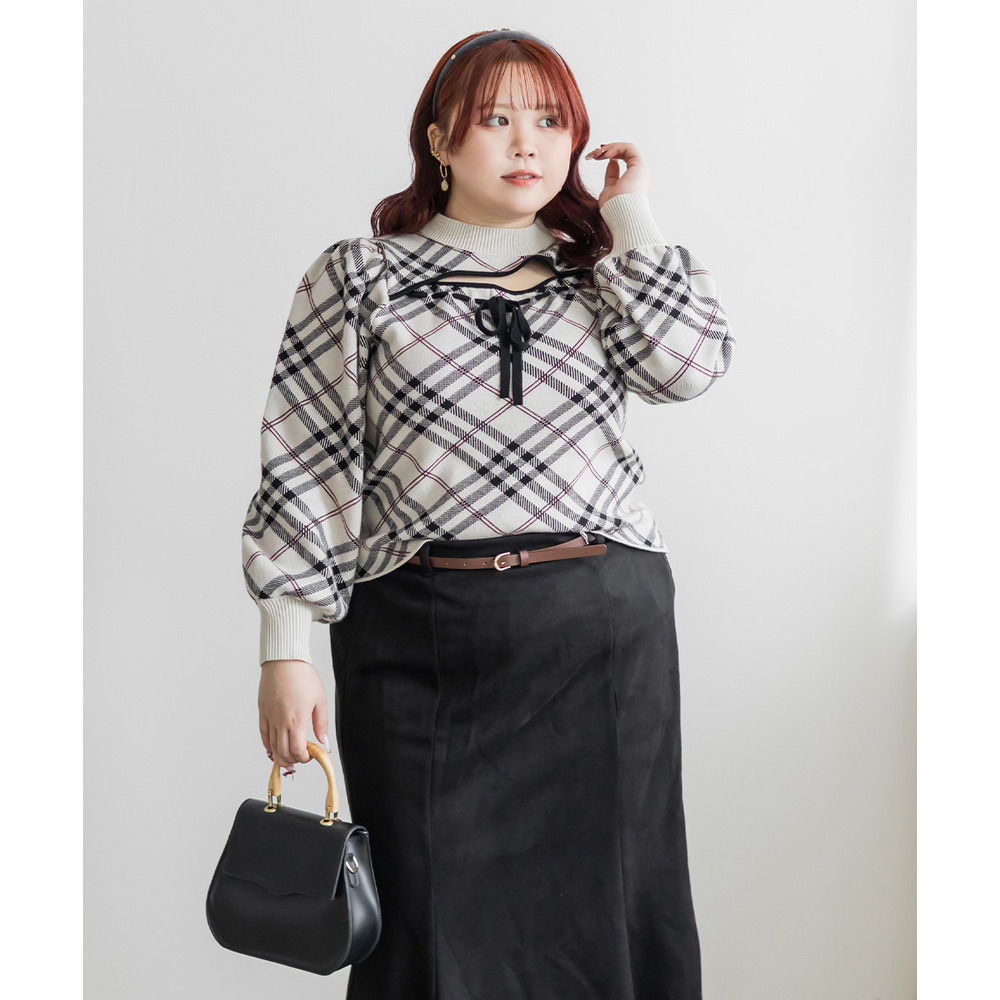 CLETTEオリジナルリボン使いチェック柄ニット5