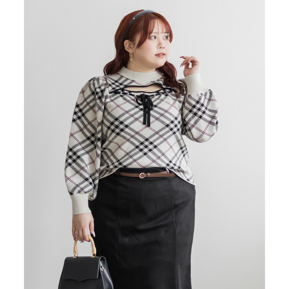 CLETTEオリジナルリボン使いチェック柄ニット9