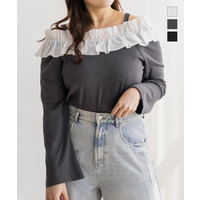 CLETTEオリジナルフリルオフショルリブトップス