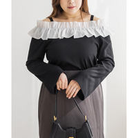 CLETTEオリジナルフリルオフショルリブトップス