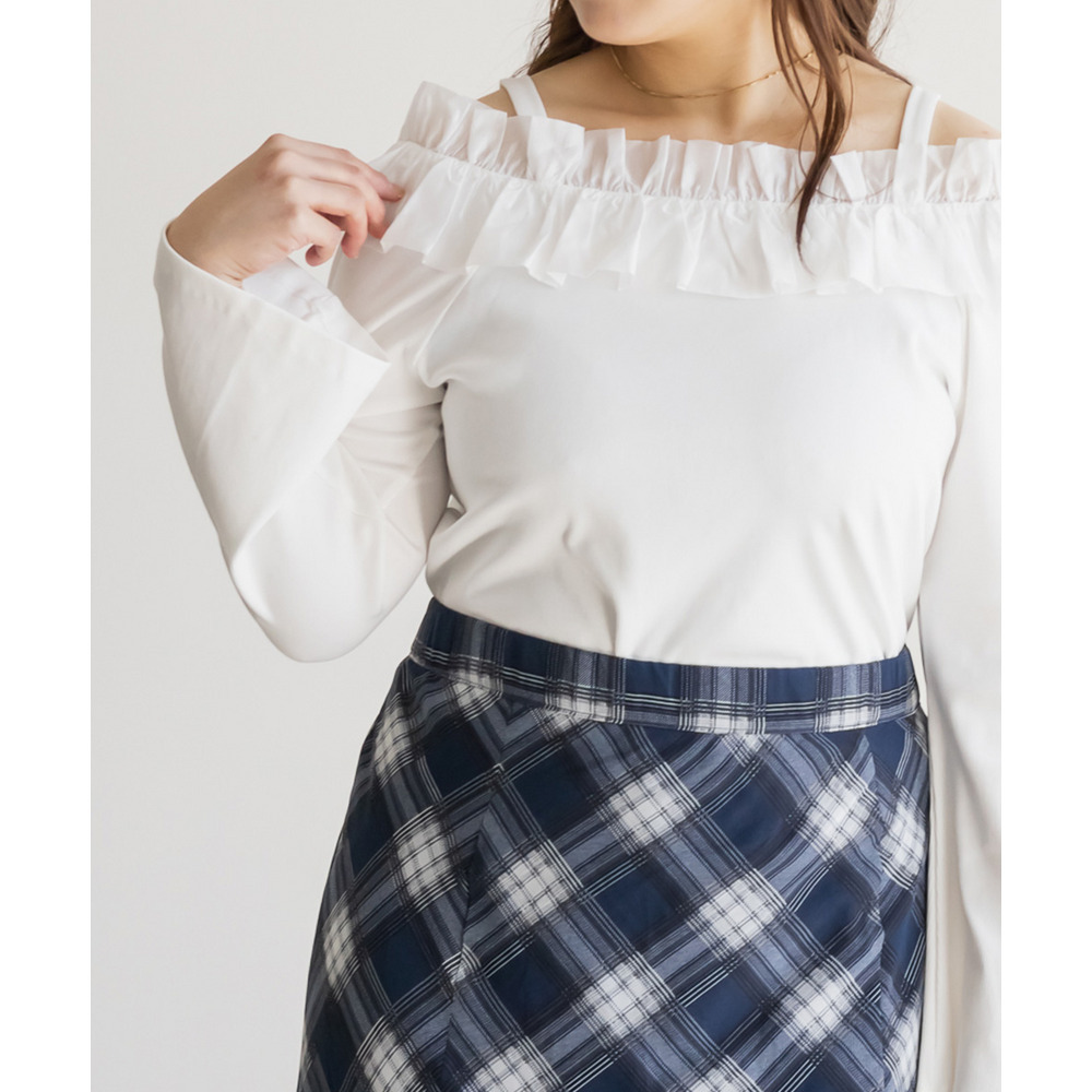 CLETTEオリジナルフリルオフショルリブトップス1