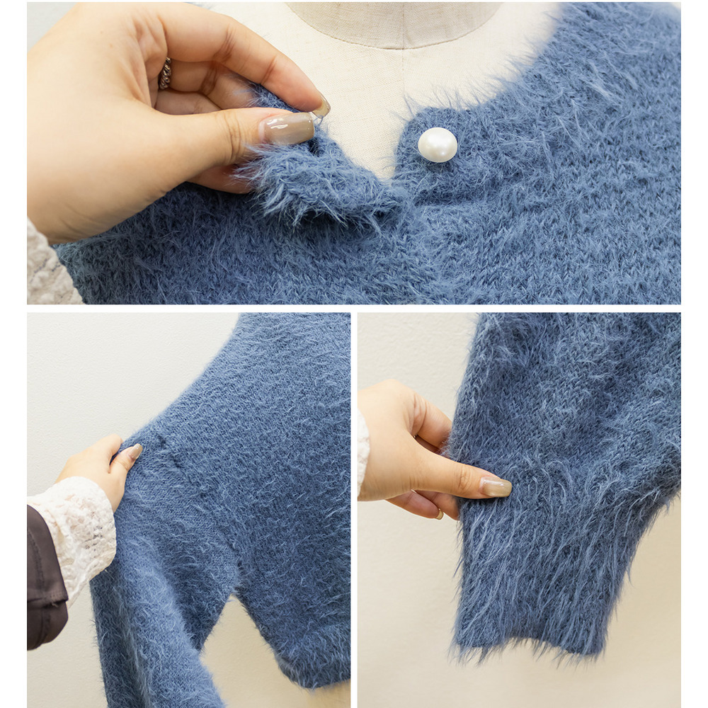 フェザーヤーンパール釦カーディガン10