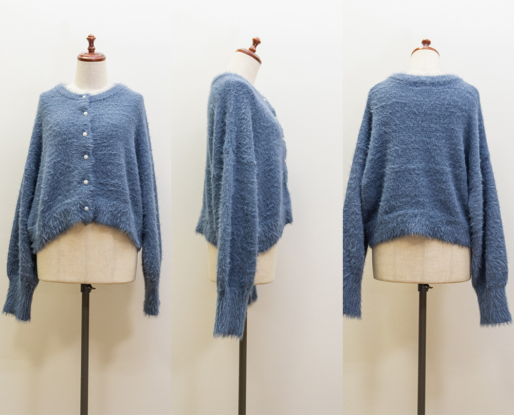 フェザーヤーンパール釦カーディガン12