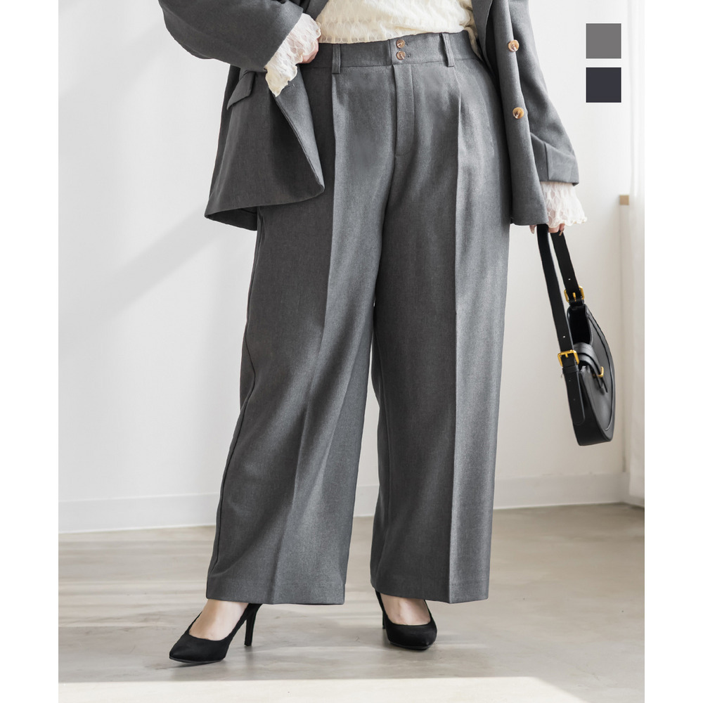 ダブルボタンタックワイドパンツ1