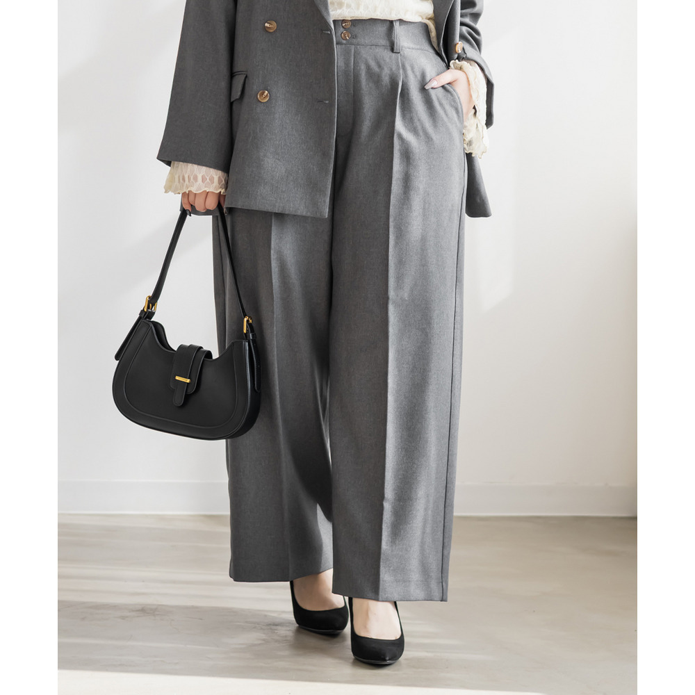 ダブルボタンタックワイドパンツ1