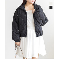 パール付きダイヤキルト中綿ジャケット