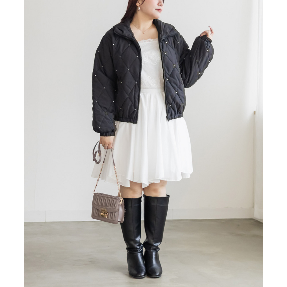 パール付きダイヤキルト中綿ジャケット2