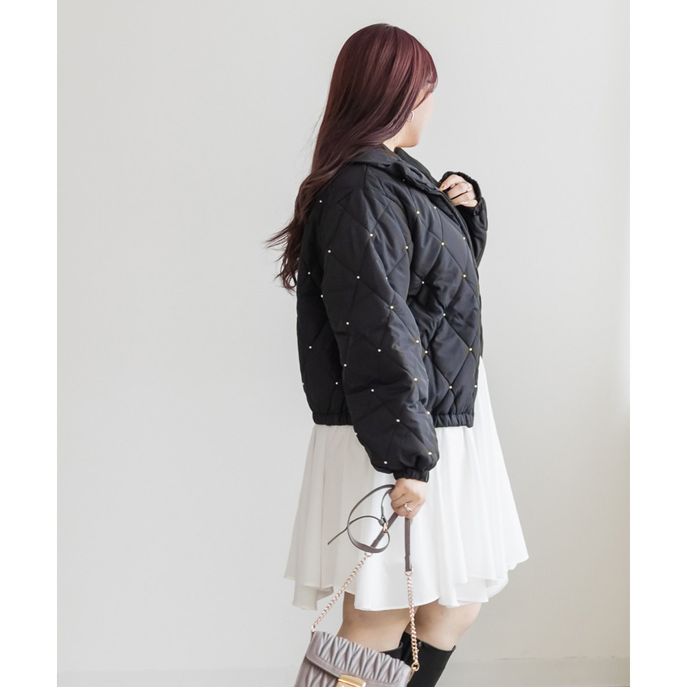 パール付きダイヤキルト中綿ジャケット3