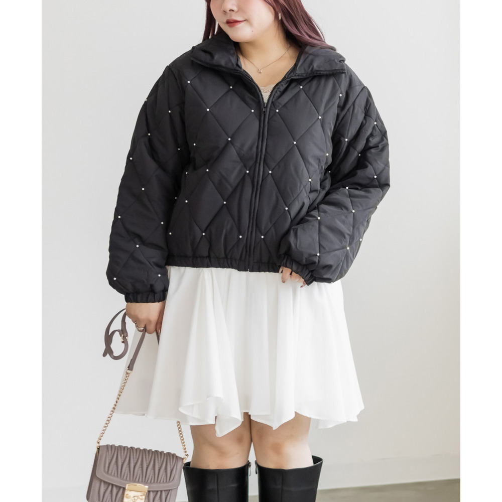 パール付きダイヤキルト中綿ジャケット4
