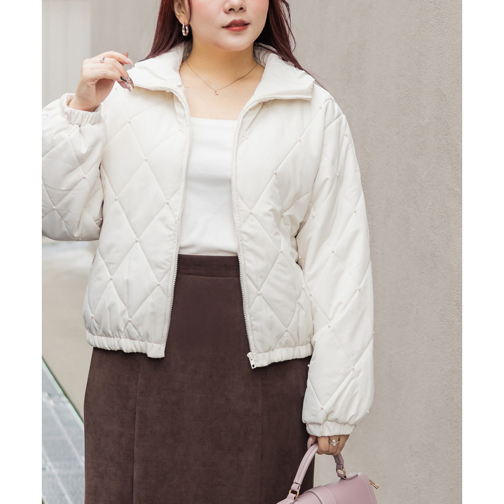 パール付きダイヤキルト中綿ジャケット6