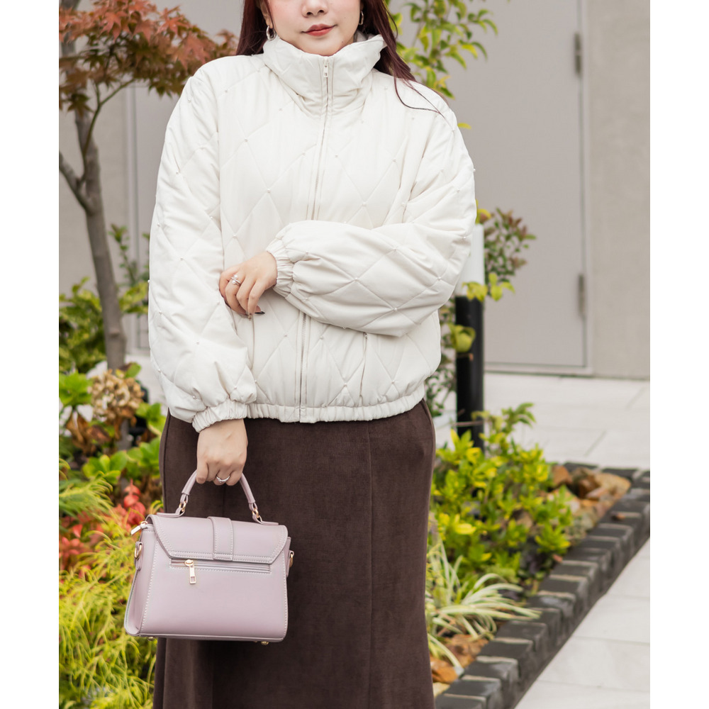 パール付きダイヤキルト中綿ジャケット8