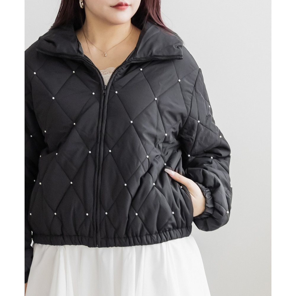 パール付きダイヤキルト中綿ジャケット1
