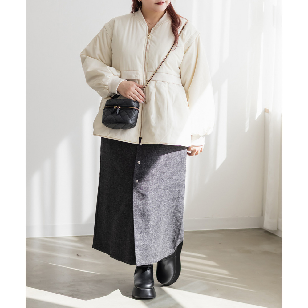 中綿ペプラムジャケット3