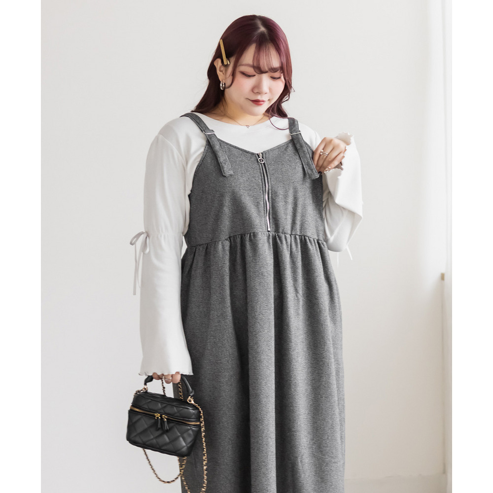 フロントジップ千鳥柄ワンピース7