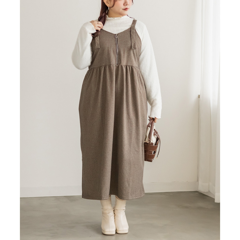 フロントジップ千鳥柄ワンピース1