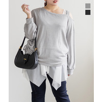 ワンショルデザインニットソー＆チュールインナーセット