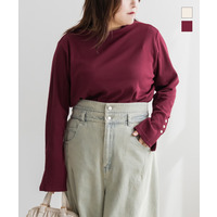 袖ボタンメローリブプルオーバー