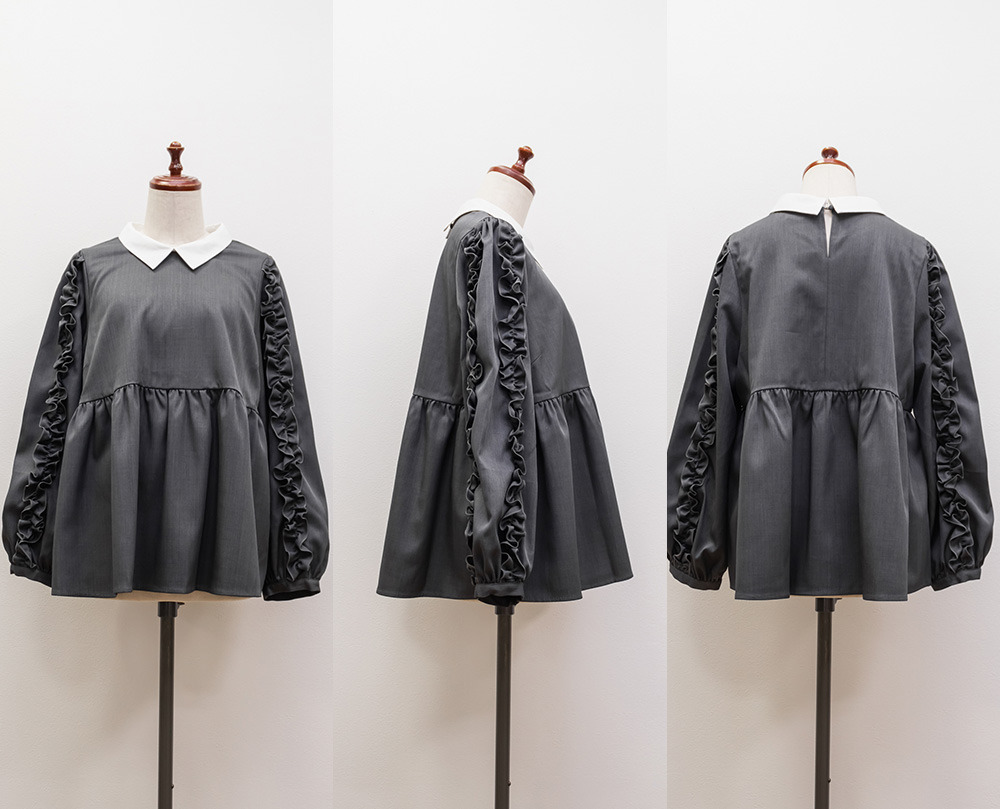 袖フリル2WAY衿レイヤード風ブラウス11