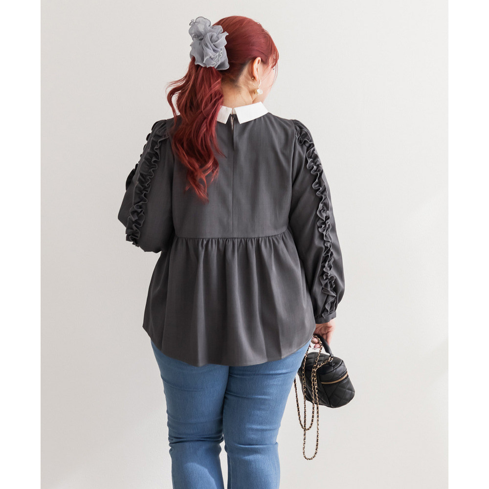 袖フリル2WAY衿レイヤード風ブラウス5