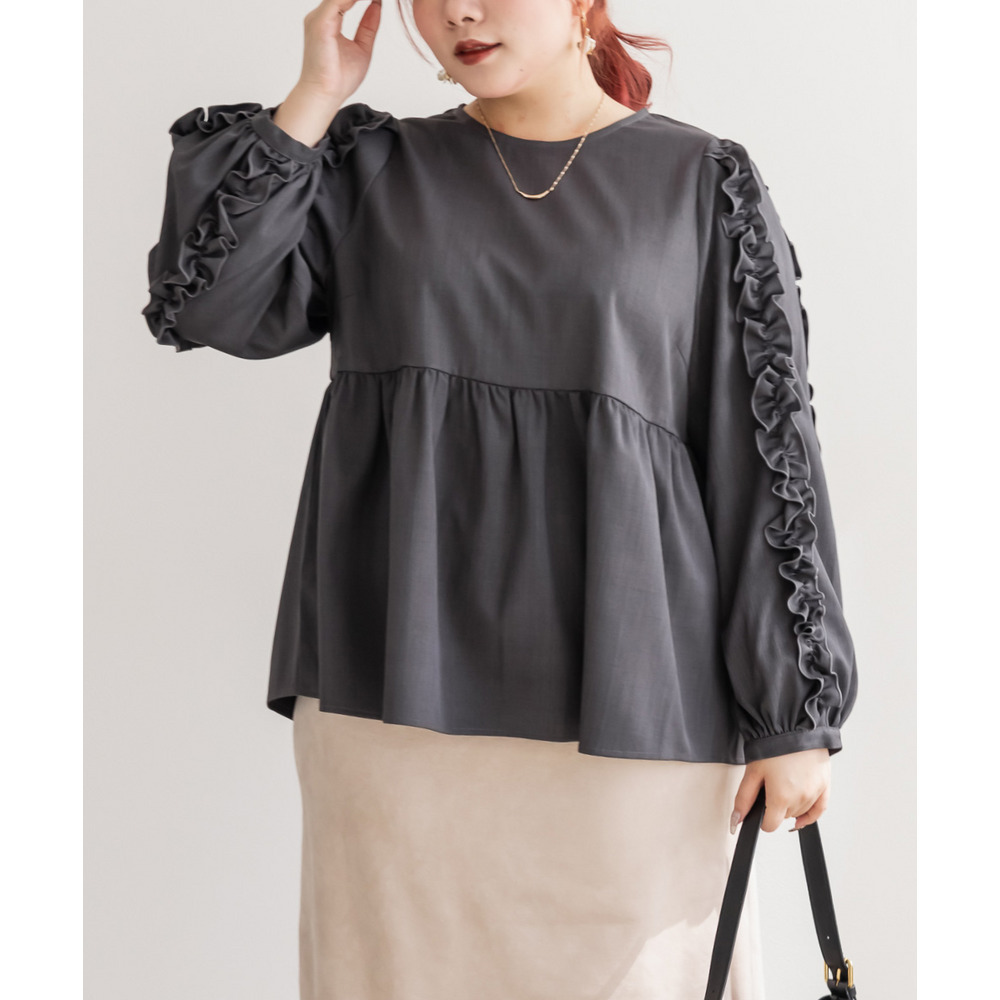 袖フリル2WAY衿レイヤード風ブラウス8