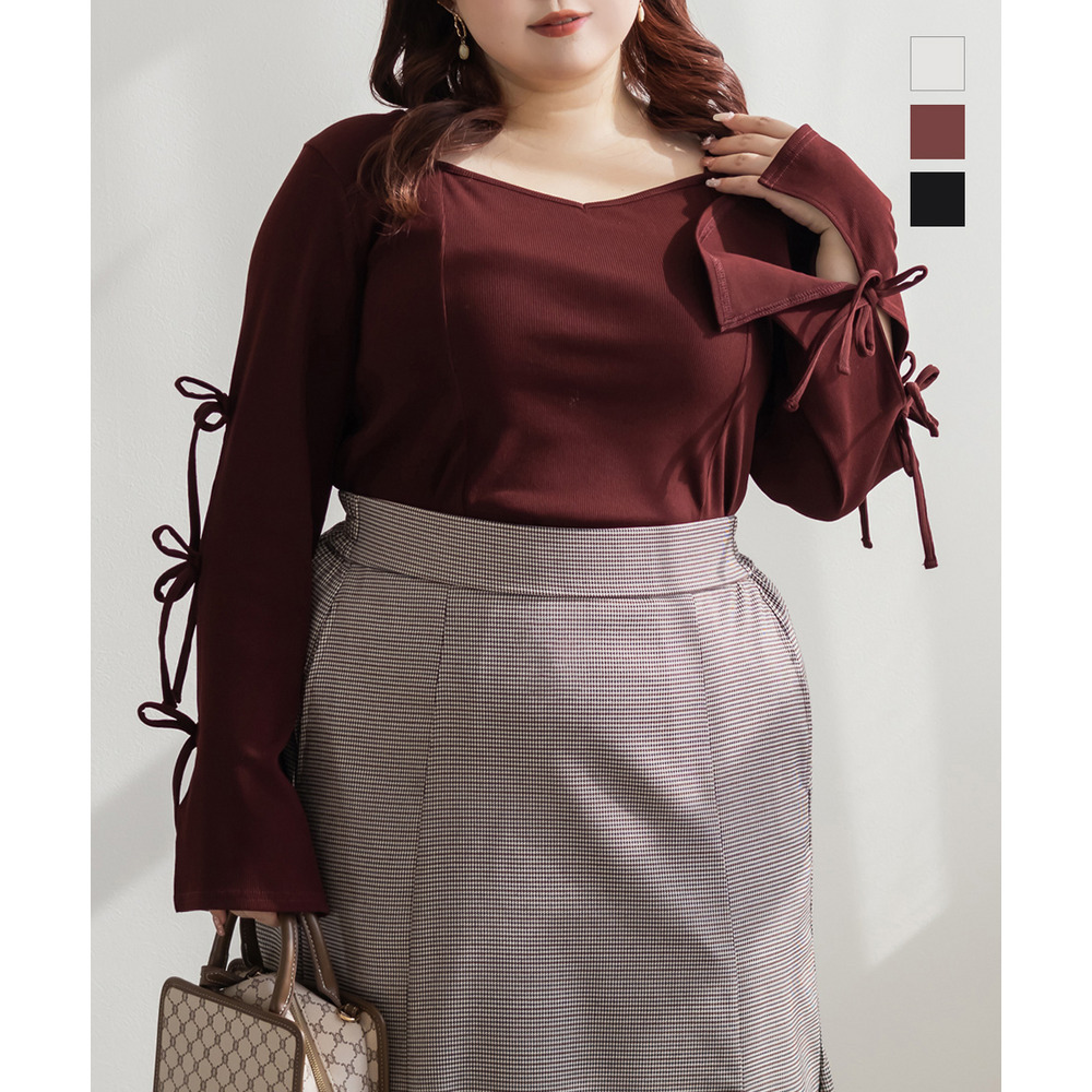 CLETTEオリジナル袖リボンハートネックカットソー1