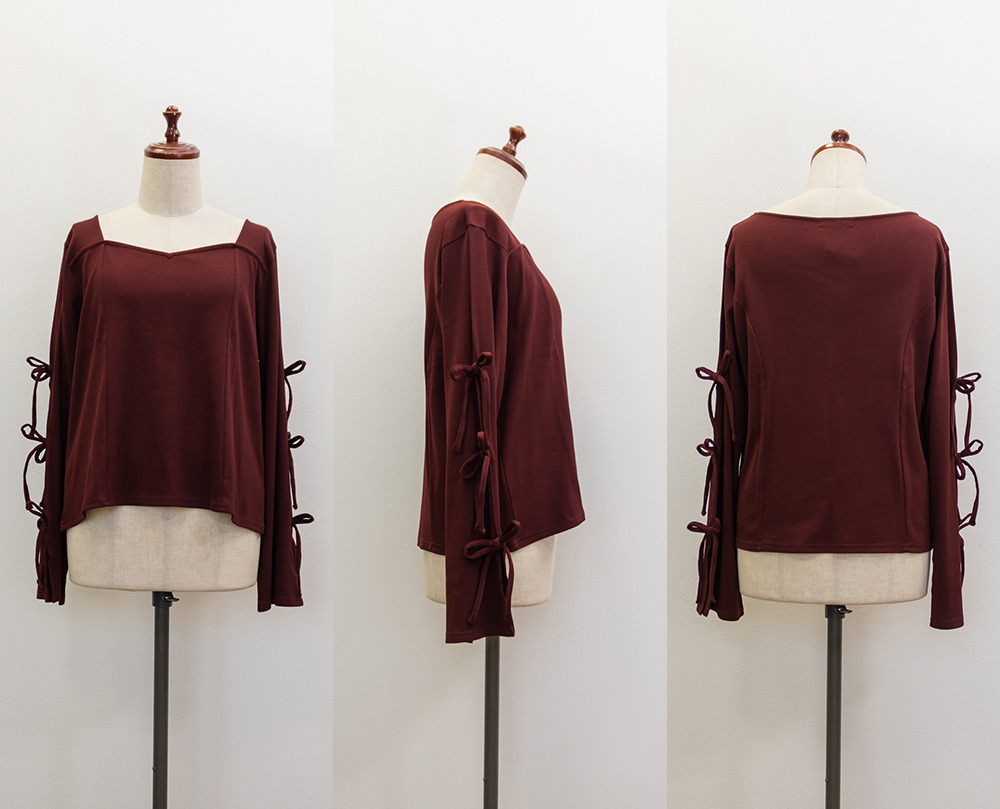 CLETTEオリジナル袖リボンハートネックカットソー15