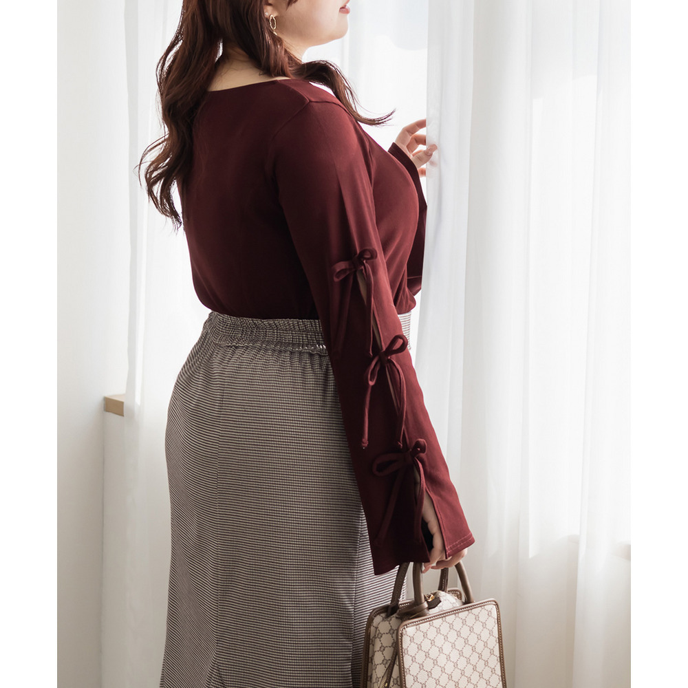 CLETTEオリジナル袖リボンハートネックカットソー4