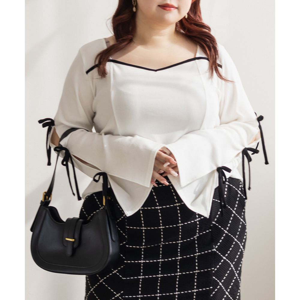 CLETTEオリジナル袖リボンハートネックカットソー1