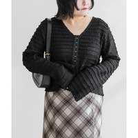 CLETTEオリジナルフロントホックウェーブカットソーカーディガン