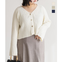 CLETTEオリジナルハートボタンリブニットカーディガン