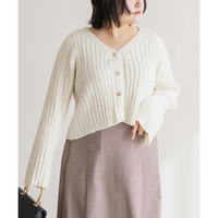 CLETTEオリジナルハートボタンリブニットカーディガン