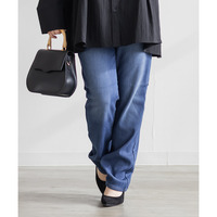 裏フリースデニムストレートパンツ