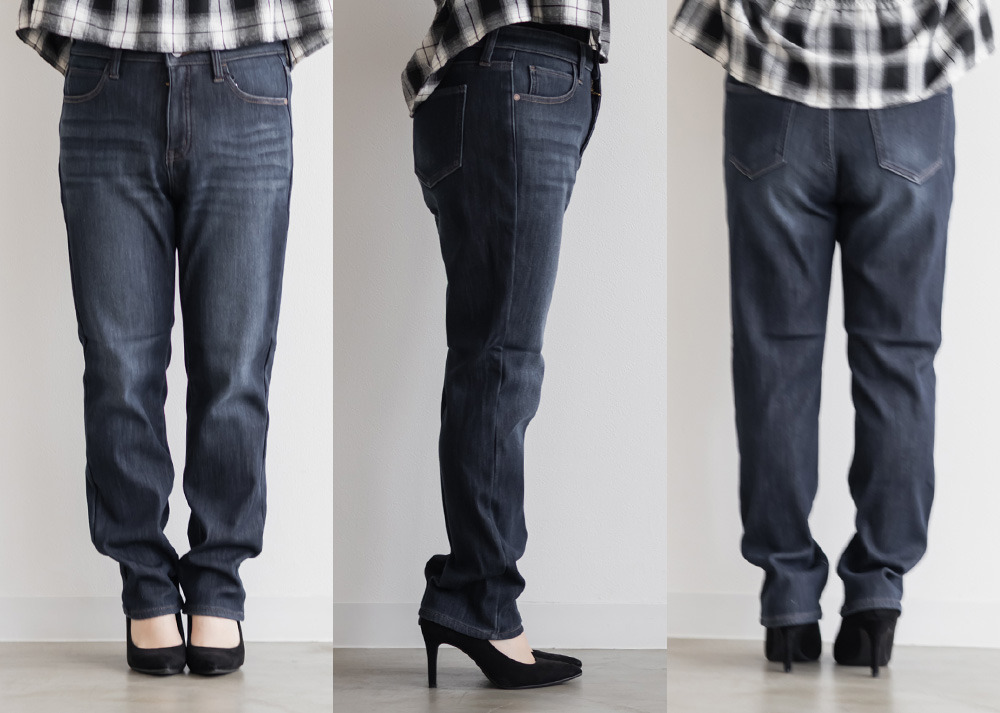 裏フリースデニムストレートパンツ12