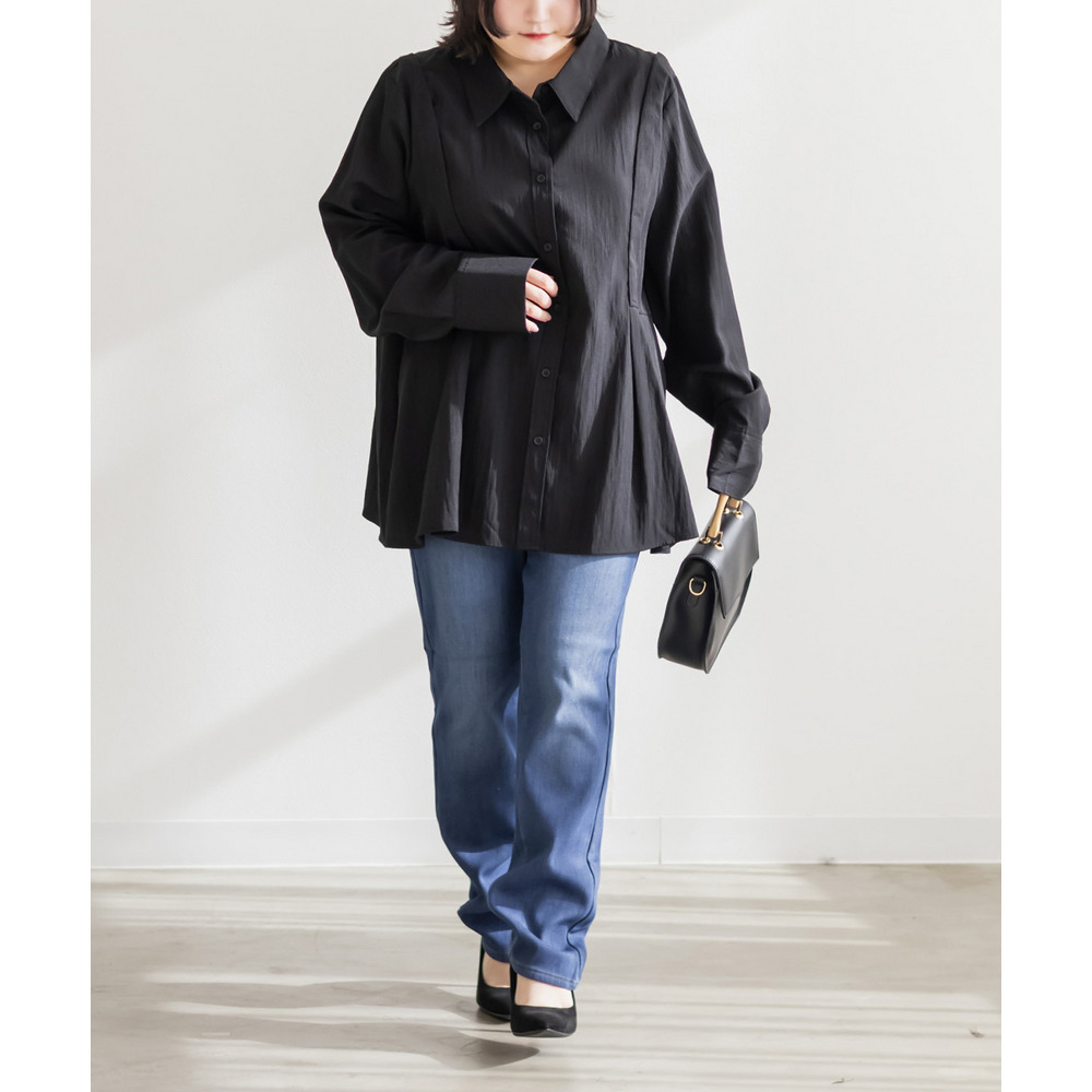 裏フリースデニムストレートパンツ3