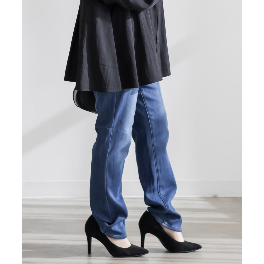 裏フリースデニムストレートパンツ4