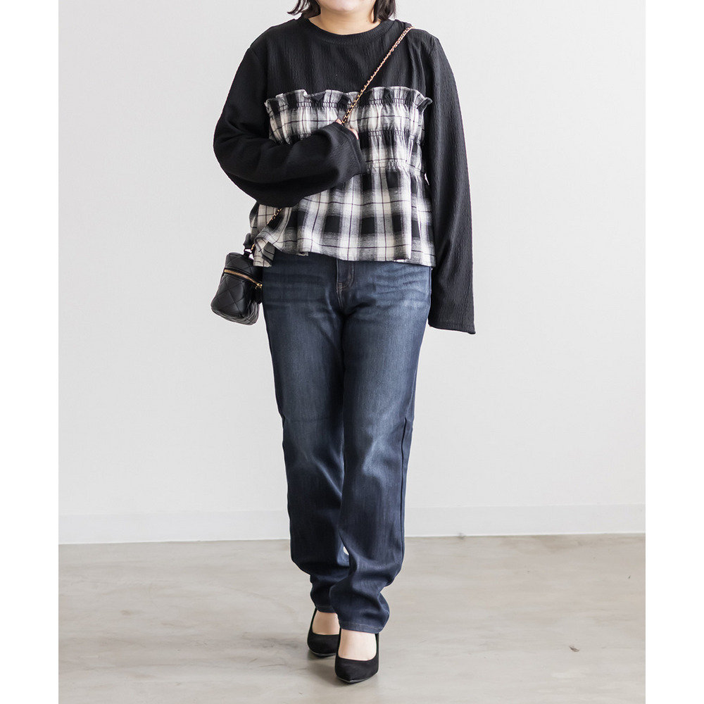 裏フリースデニムストレートパンツ6