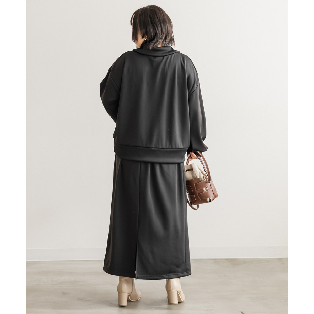 裏シャギーハーフジップ&タイトナロースカートセット6