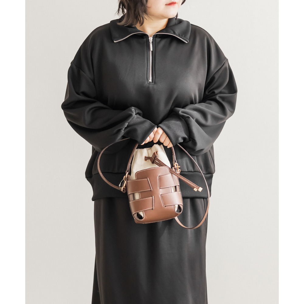 裏シャギーハーフジップ&タイトナロースカートセット7