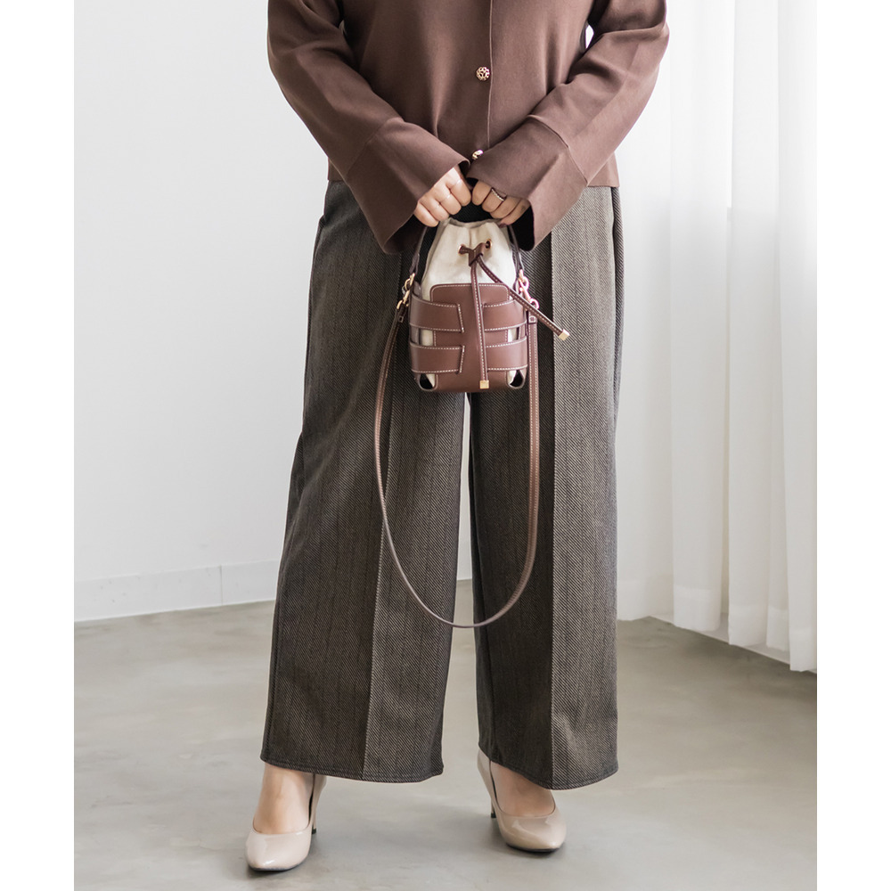 ヘリンボーンワイドパンツ2