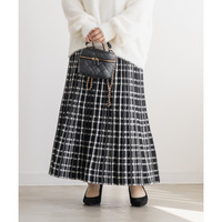 チェック柄プリーツニットスカート