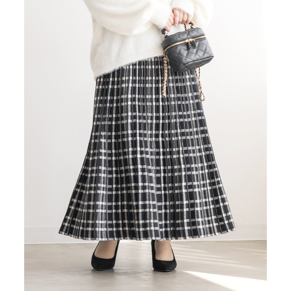 チェック柄プリーツニットスカート3