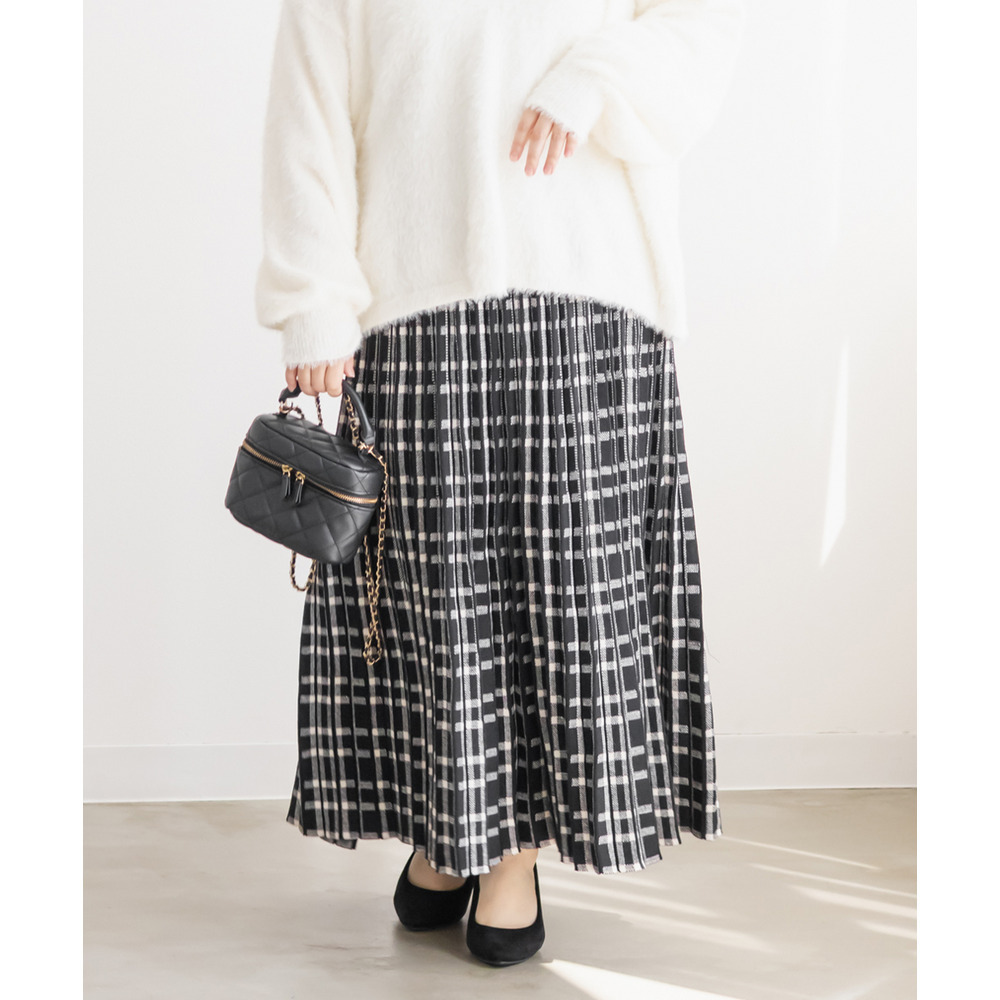チェック柄プリーツニットスカート4