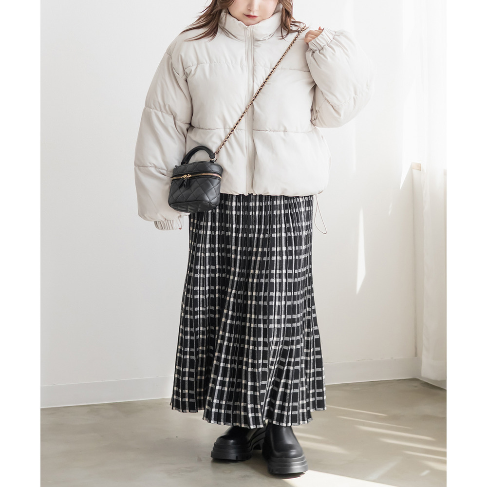 チェック柄プリーツニットスカート5