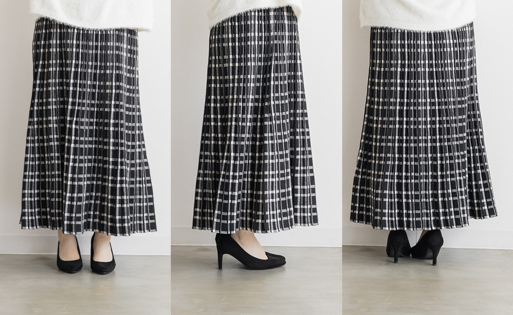 チェック柄プリーツニットスカート8