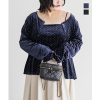 2wayドットベロアキャミ＆カーディガンセット